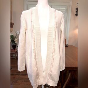CARLISLE Open Cardigan long Sleeve Heavy Knit in Cream Women's Size S NWT